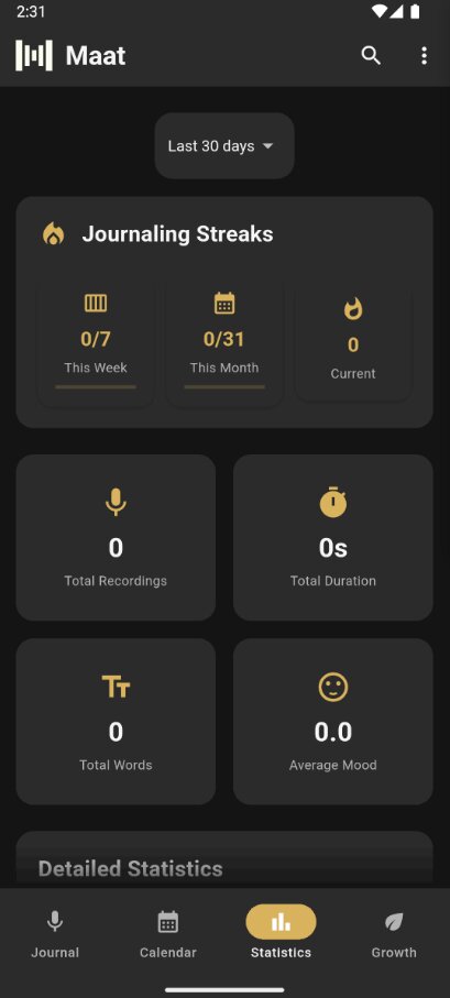 Maat Journal App - Settings